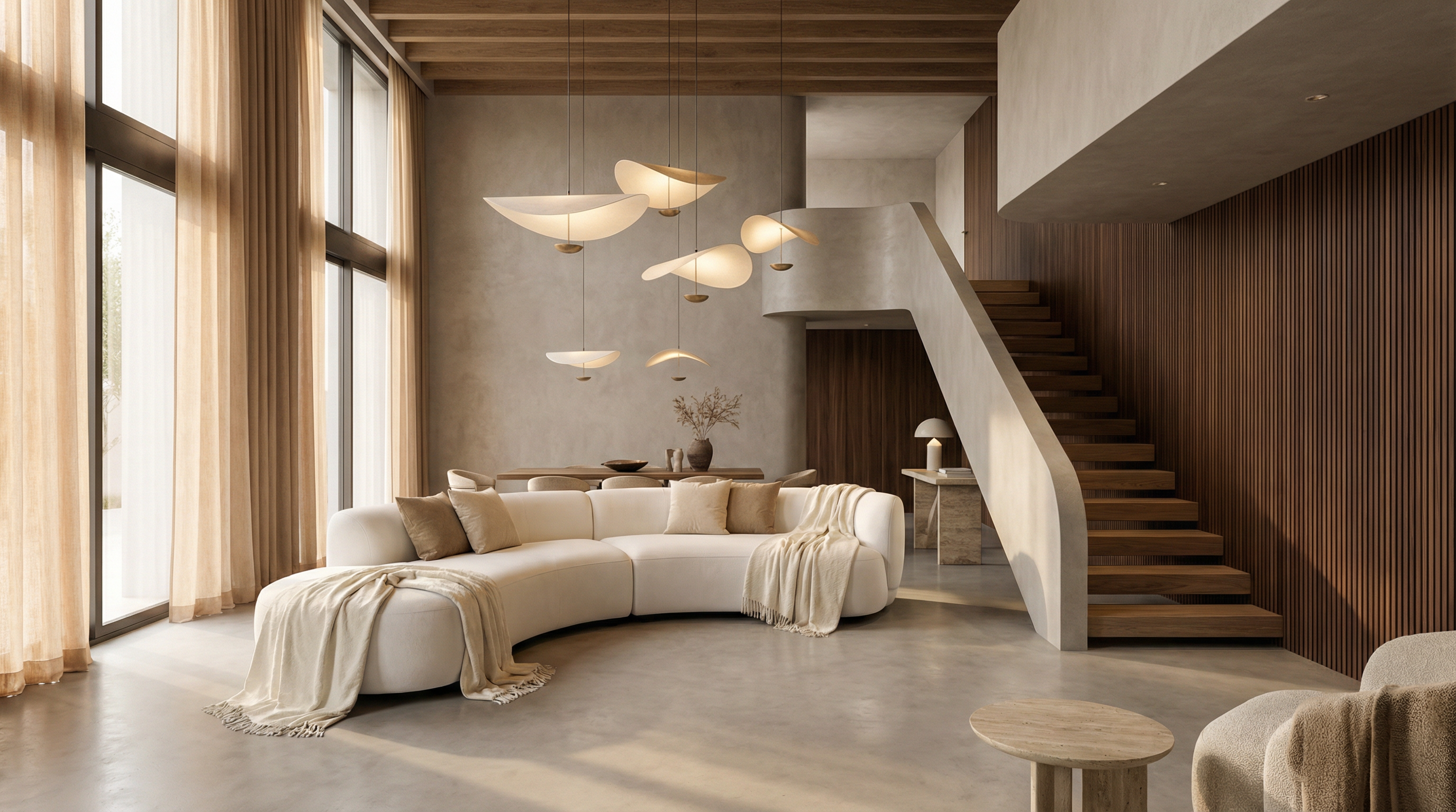 Luxuriöses Interieur mit Betonboden